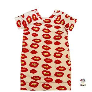 Essentiel Hot Lips Mini Dress Red Orange Scoop Back Bow Short Sleeve 36 Small